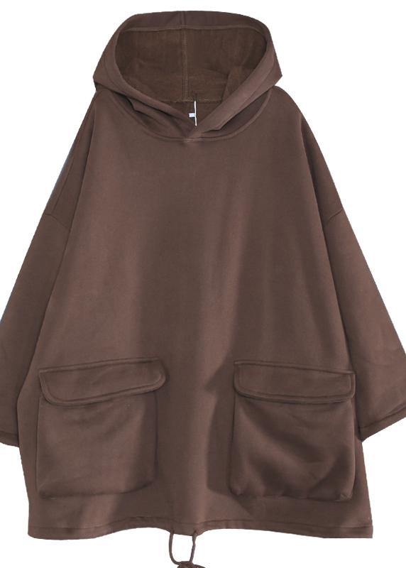 Bohemian hooded drawstring spring clothes Work Outfits chocolate shirts - bagstylebliss