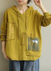 Bohemian hooded patchwork fall clothes For Women Fabrics yellow top - bagstylebliss