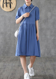 Bohemian lapel Cinched Tunic Tunic Tops blue Dresses - bagstylebliss