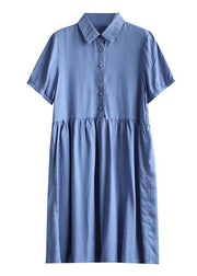 Bohemian lapel Cinched Tunic Tunic Tops blue Dresses - bagstylebliss