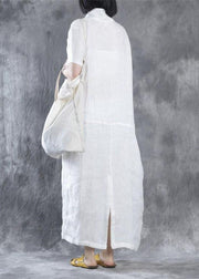 Bohemian linen Robes Omychic Women summer loose fit retro linen maxi dress