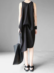 Bohemian o neck asymmetric chiffon Summer Wardrobes Fashion Outfits black Maxi Dresses - bagstylebliss