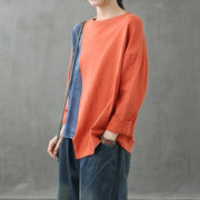 Bohemian o neck patchwork clothes Photography orange tops - bagstylebliss