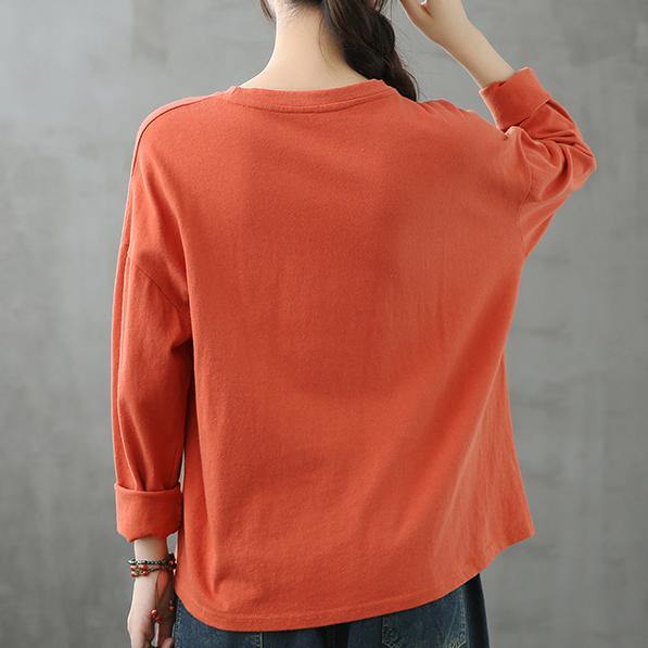 Bohemian o neck patchwork clothes Photography orange tops - bagstylebliss