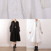 Bohemian o neck zippered Plus Size tunic pattern white cotton outwears fall - bagstylebliss