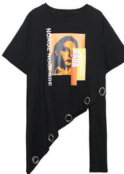 Sold-Out Bohemian orange cotton clothes o neck asymmetric oversized summer top - bagstylebliss