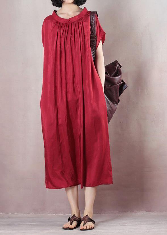 Bohemian short sleeve cotton summer outfit Shirts red A Line Dresses - bagstylebliss