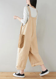 Boho Beige Patchwork Jeans Jumpsuit - bagstylebliss