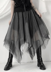 Boho Black Asymmetrical Layered Tulle Maxi Skirt