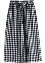 Boho Black Plaid Pockets Fall Tie Waist Skirt - bagstylebliss