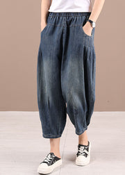 Boho Blue Pockets Casual Harem Fall Pants