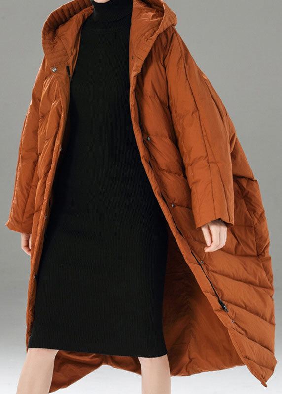 Boho Caramel zippered Pockets Casual Winter Duck Down Winter Coats