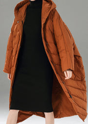 Boho Caramel zippered Pockets Casual Winter Duck Down Winter Coats