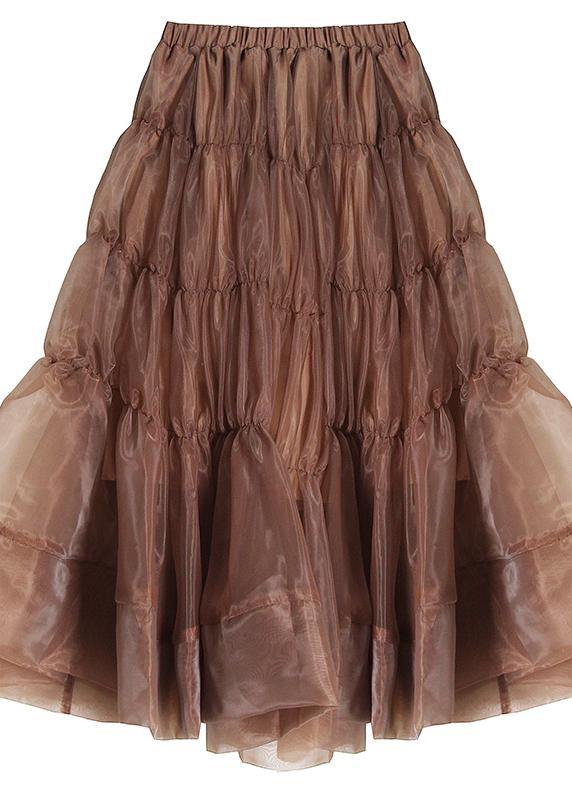 Boho Chocolate Chiffon Cinched Skirts Summer - bagstylebliss