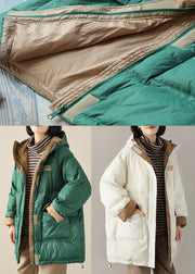 Boho Green zippered Graphic Loose Winter Duck Down Puffer