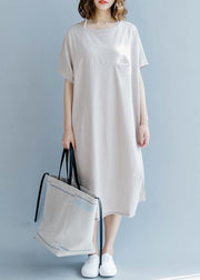 Boho Khaki Short Sleeve Cotton Summer Dresses - bagstylebliss