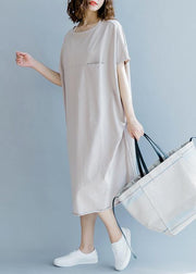 Boho Khaki Short Sleeve Cotton Summer Dresses - bagstylebliss