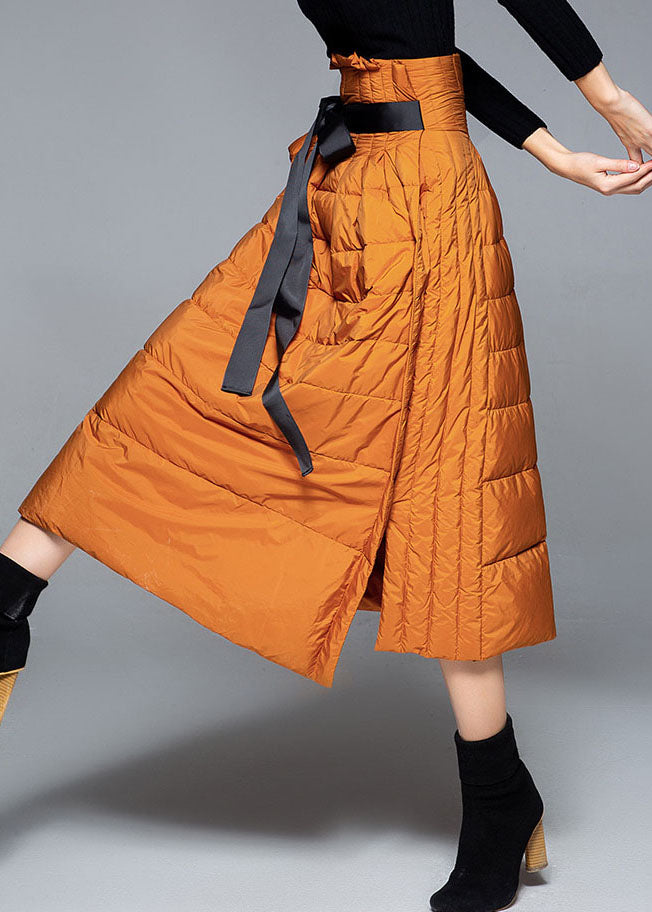 Boho Orange Dicke Warme Low-High-Design Winter-Entendaunenröcke