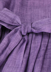 Boho Purple Ruffled Maxi Summer Linen Dress - bagstylebliss