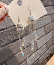 Boho Silk Crystal Wind Chime Drop Earrings