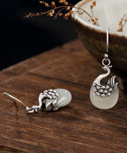 Boho Sterling Silber legendäre Phoenix Jade Ohrringe