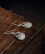 Boho Sterling Silber legendäre Phoenix Jade Ohrringe