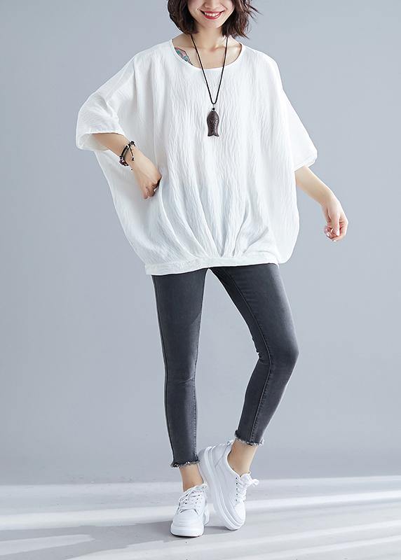 Boho White Batwing Sleeve O-Neck Summer Tops - bagstylebliss