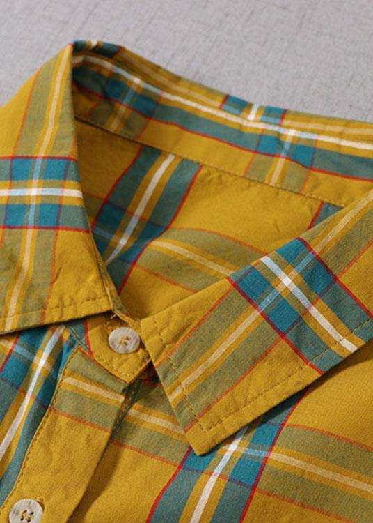 Boho Yellow Green Plaid Pockets ButtonTie Waist Fall Wrinkled Maxi Dress Long Sleeve - bagstylebliss