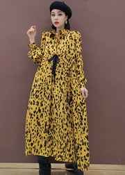 Boho Yellow Peter Pan Collar Print shirts Dress Spring