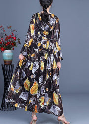 Boho Yellow Print hooded Cinched Mid Dress Summer Silk - bagstylebliss