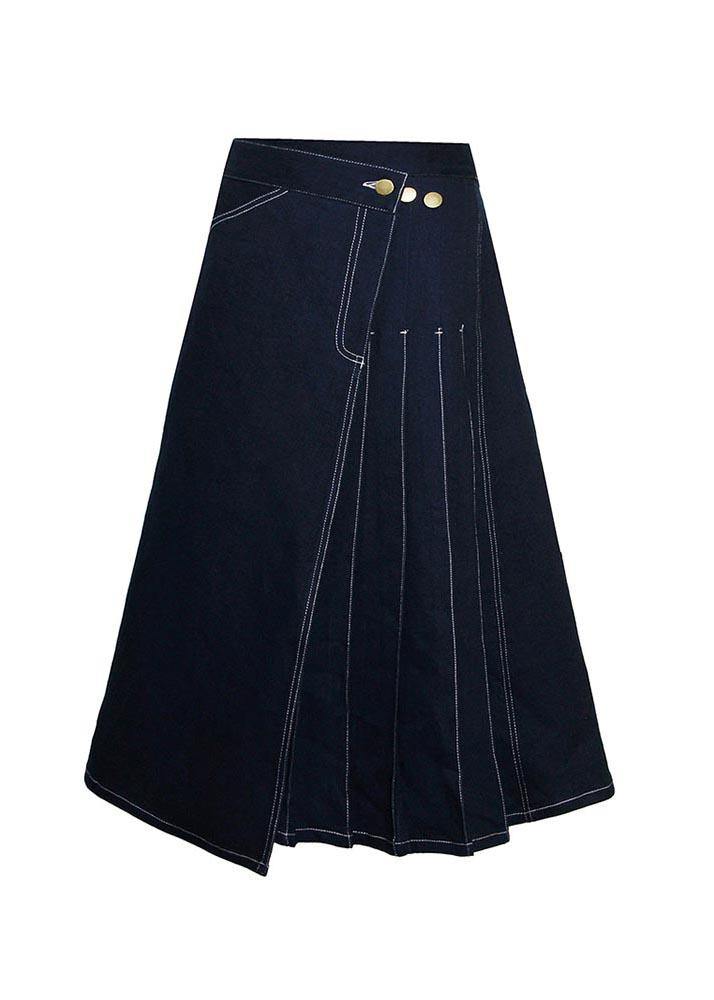 Boho denim blue zippered asymmetrical design Summer Skirt - bagstylebliss