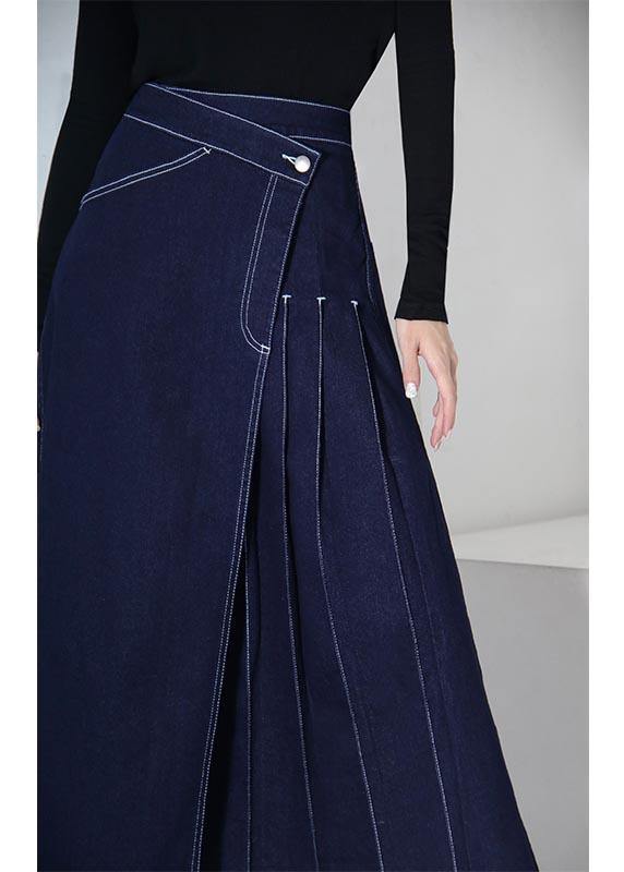 Boho denim blue zippered asymmetrical design Summer Skirt - bagstylebliss