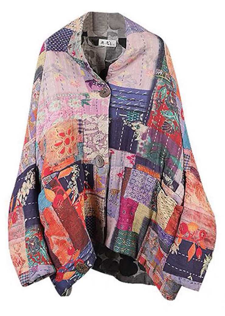 Boho Retro Print Knopftaschen Lässiger Winter-Baumwollparka