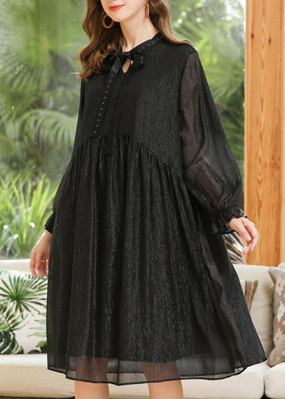 Boutique Black Chiffon Rivet Summer Long Dresses - bagstylebliss