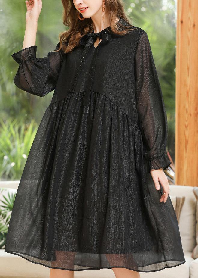 Boutique Black Chiffon Rivet Summer Long Dresses - bagstylebliss