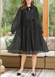 Boutique Black Chiffon Rivet Summer Long Dresses - bagstylebliss