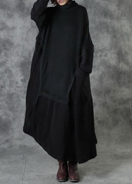 Boutique Black Loose Pockets Winter Corduroy Long Dress Sweater - bagstylebliss