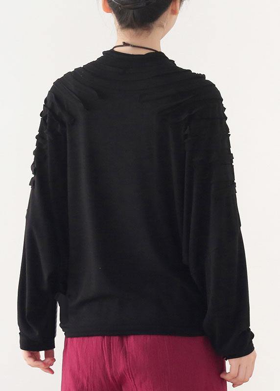 Boutique Black O-Neck Fall Cotton Cozy Sweater - bagstylebliss