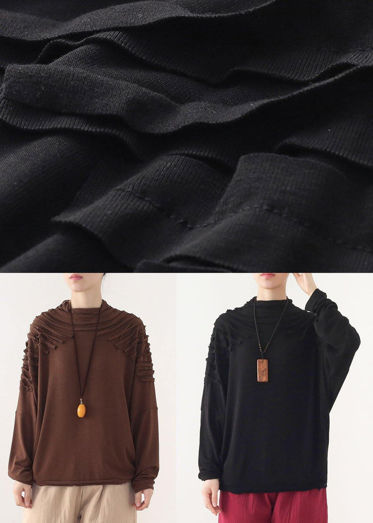 Boutique Black O-Neck Fall Cotton Cozy Sweater - bagstylebliss