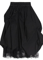 Boutique Black Patchwork Asymmetrical Summer Skirts - bagstylebliss