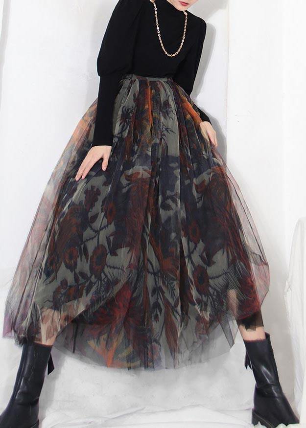 Boutique Black Print asymmetrical design Tiered  Skirt Summer - bagstylebliss