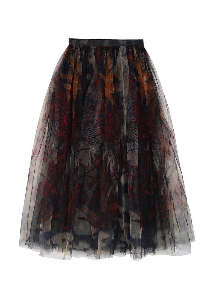 Boutique Black Print asymmetrical design Tiered  Skirt Summer - bagstylebliss