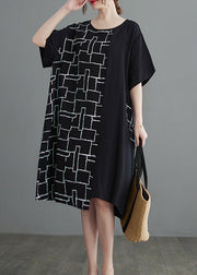 Boutique Black asymmetrical design Dress Short Sleeve