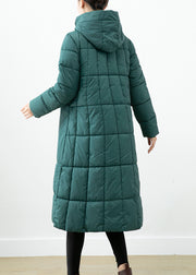 Boutique Blackish Green Hooded Pockets Fine Cotton Filled Winter Coats