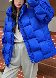 Boutique Blue Oversized Pockets Fine Cotton Filled Puffer Jacket Winter