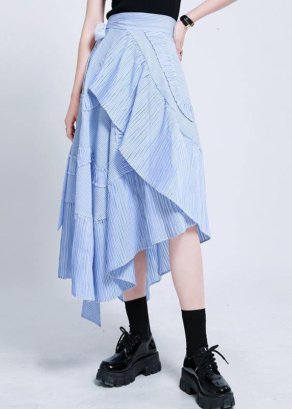 Boutique Blue Striped tie waist Ruffled Skirt Summer - bagstylebliss