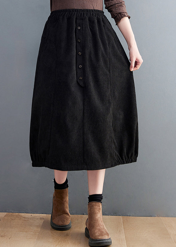 Boutique Coffee Cinched Pockets Elastic Waist Corduroy Skirt Spring