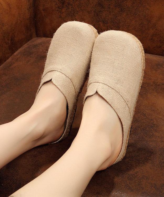 Boutique Flat Shoes For Women Red Cotton Linen Fabric Slippers Shoes - bagstylebliss