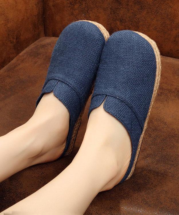 Boutique Flat Shoes For Women Red Cotton Linen Fabric Slippers Shoes - bagstylebliss