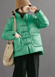 Boutique Green Chinese Button Duck Down Down Coat Winter